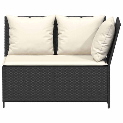 Set Divani da Giardino 3 pz con Cuscini in Polyrattan Nero