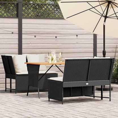 Set Divani da Giardino 3 pz con Cuscini in Polyrattan Nero