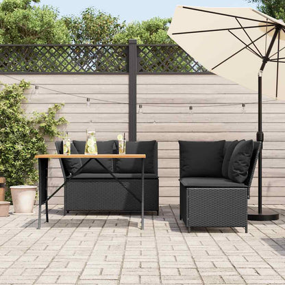 Set Divani da Giardino 3 pz con Cuscini in Polyrattan Nero - homemem39