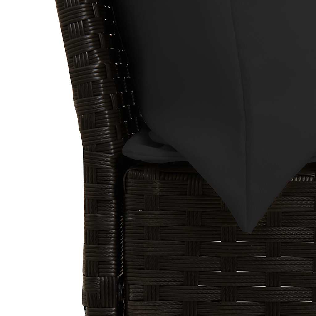 Set Divani da Giardino 3 pz con Cuscini in Polyrattan Nero - homemem39