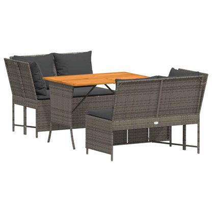 Set Divani da Giardino 3 pz con Cuscini Grigio in Polyrattan - homemem39