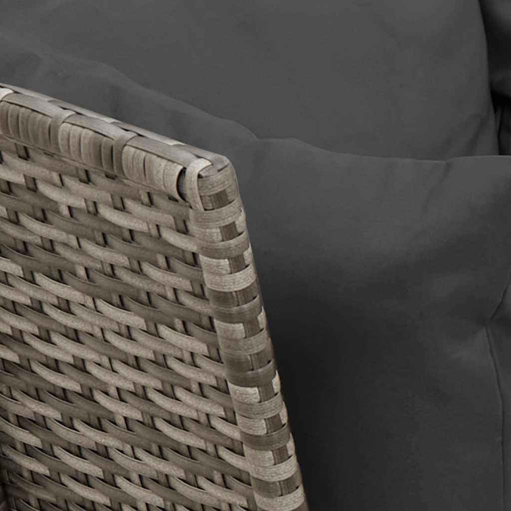 Set Divani da Giardino 3 pz con Cuscini Grigio in Polyrattan - homemem39