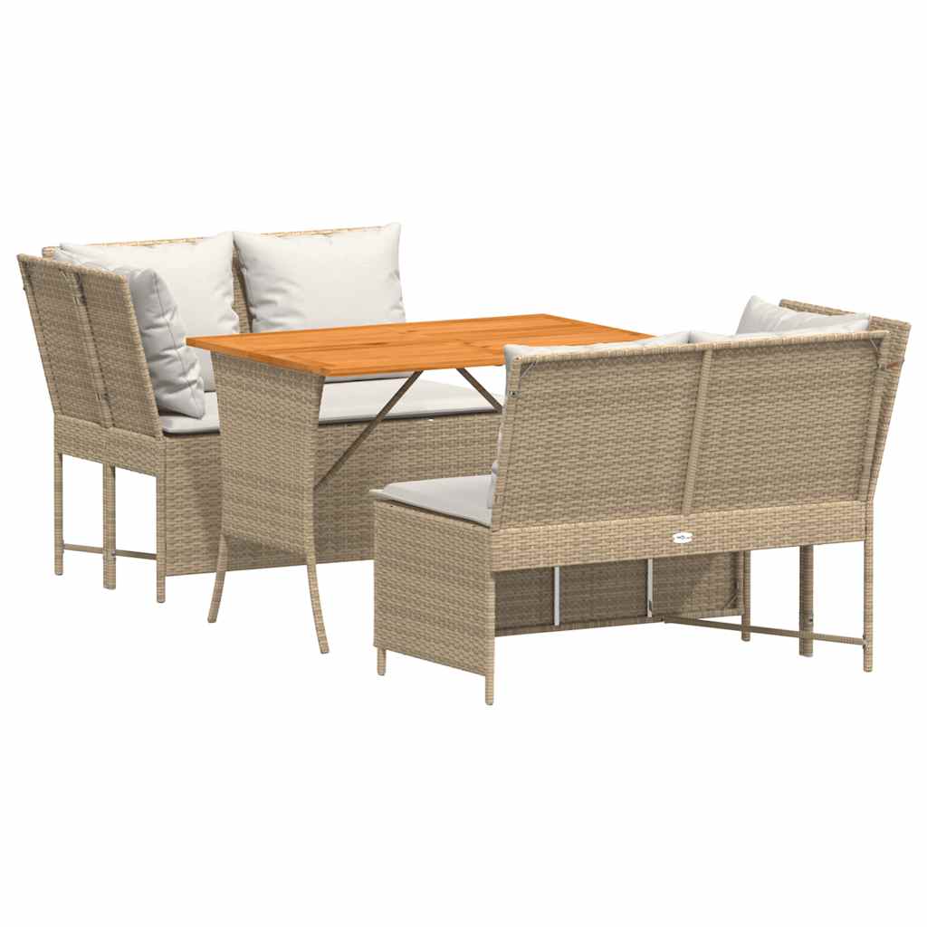 Set Divano da Giardino 3 pz con Cuscini Beige in Polyrattan - homemem39