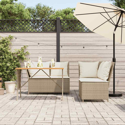 Set Divano da Giardino 3 pz con Cuscini Beige in Polyrattan - homemem39