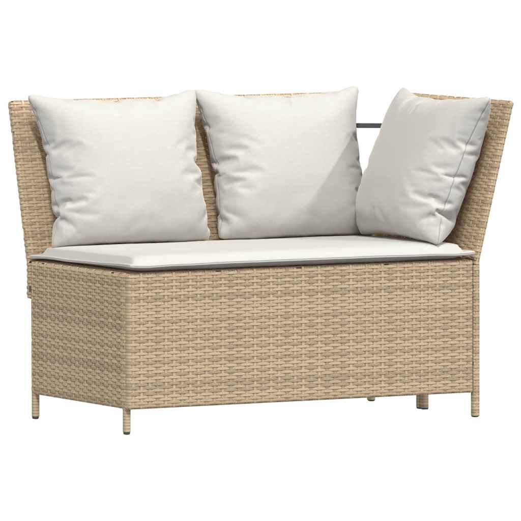 Set Divano da Giardino 3 pz con Cuscini Beige in Polyrattan - homemem39