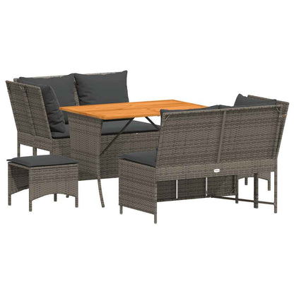 Set Divano da Giardino 5 pz con Cuscini Grigio in Polyrattan - homemem39
