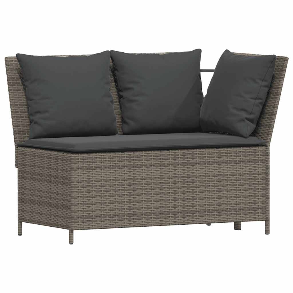 Set Divano da Giardino 5 pz con Cuscini Grigio in Polyrattan - homemem39