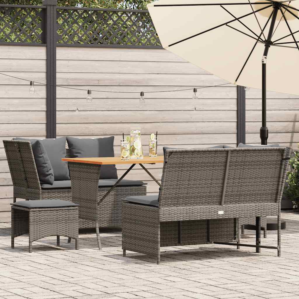 Set Divano da Giardino 5 pz con Cuscini Grigio in Polyrattan - homemem39