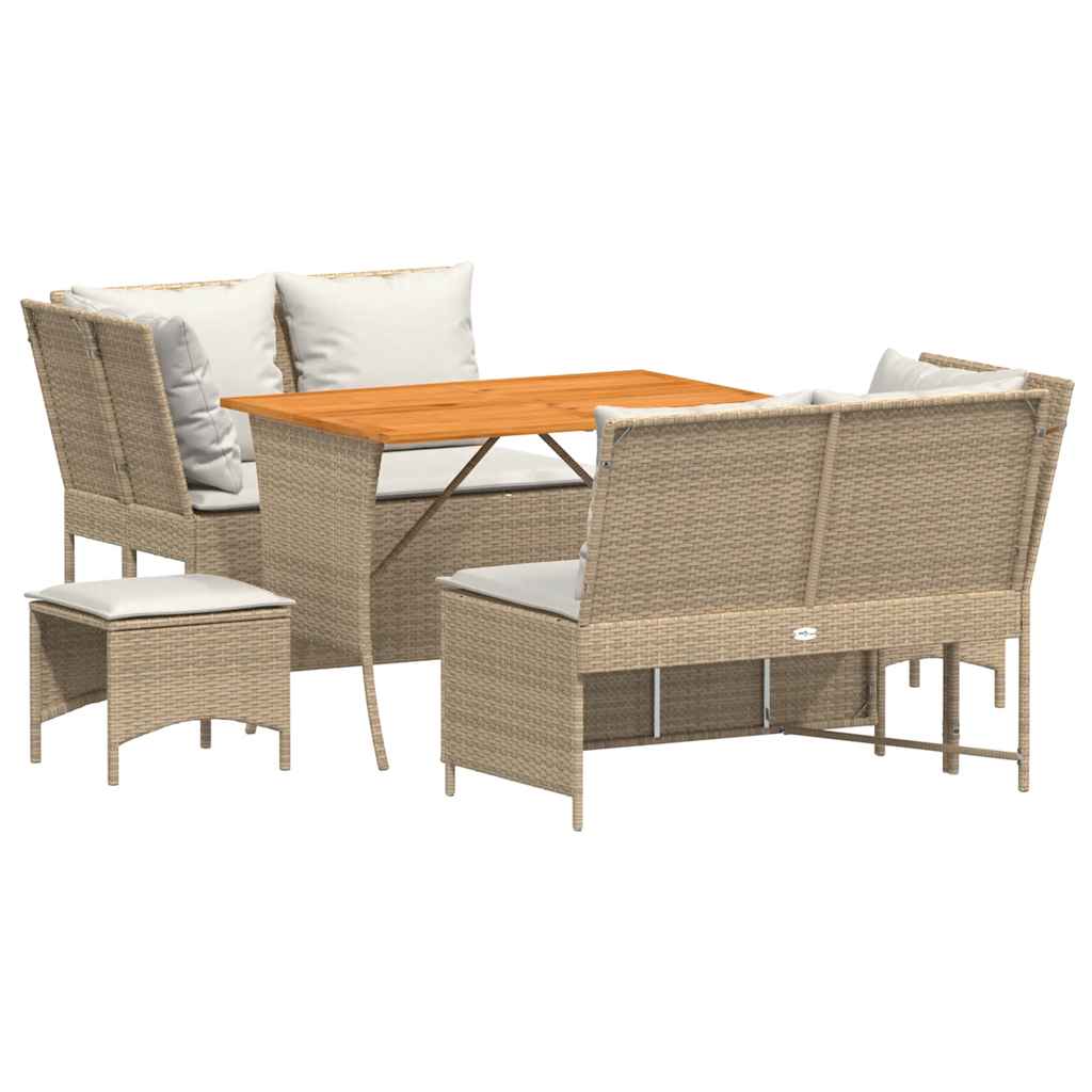 Set Divano da Giardino 5 pz con Cuscini Beige in Polyrattan - homemem39