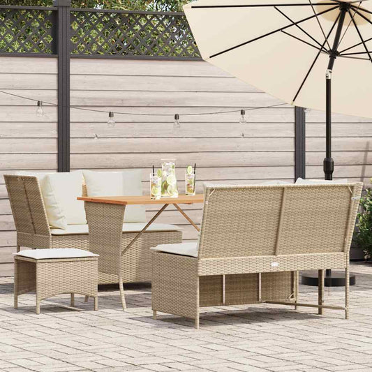 Set Divano da Giardino 5 pz con Cuscini Beige in Polyrattan - homemem39
