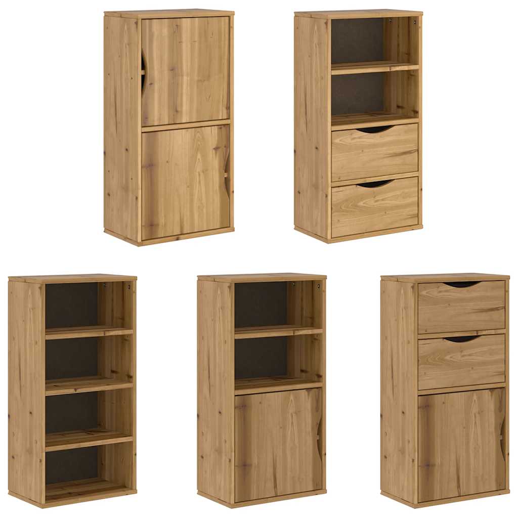 Armadietti Laterali 5 pz ODDA 40x24x79 cm Legno Massello Pino
