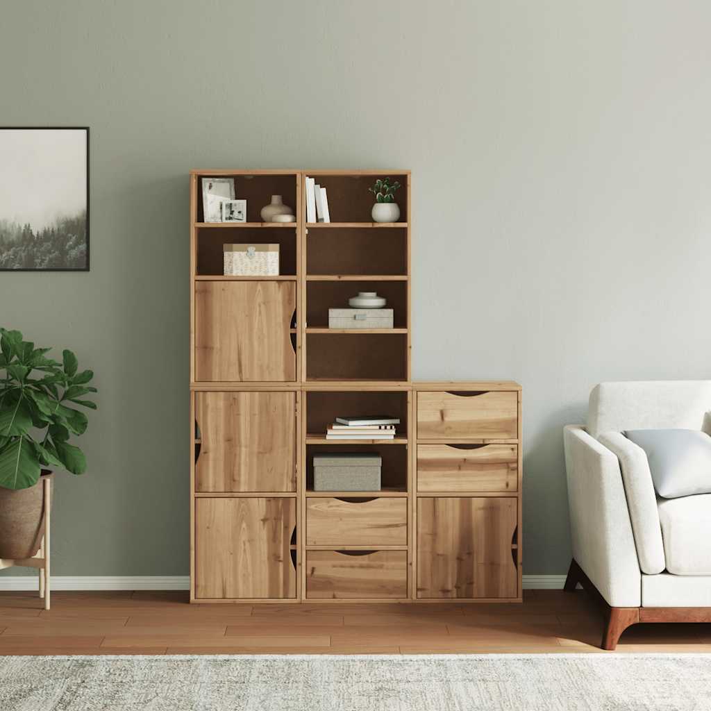 Armadietti Laterali 5 pz ODDA 40x24x79 cm Legno Massello Pino