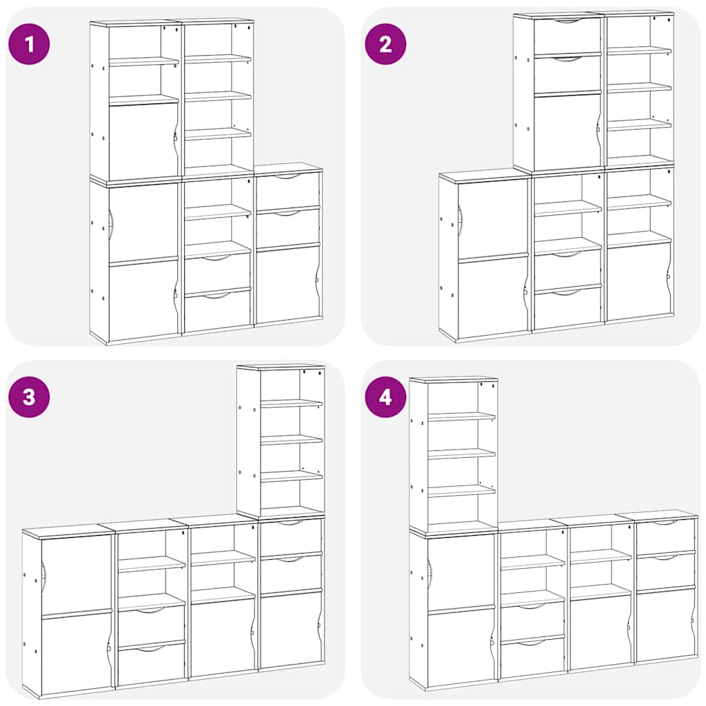 Armadietti Laterali 5 pz ODDA Bianco 40x24x79 cm Legno di Pino - homemem39