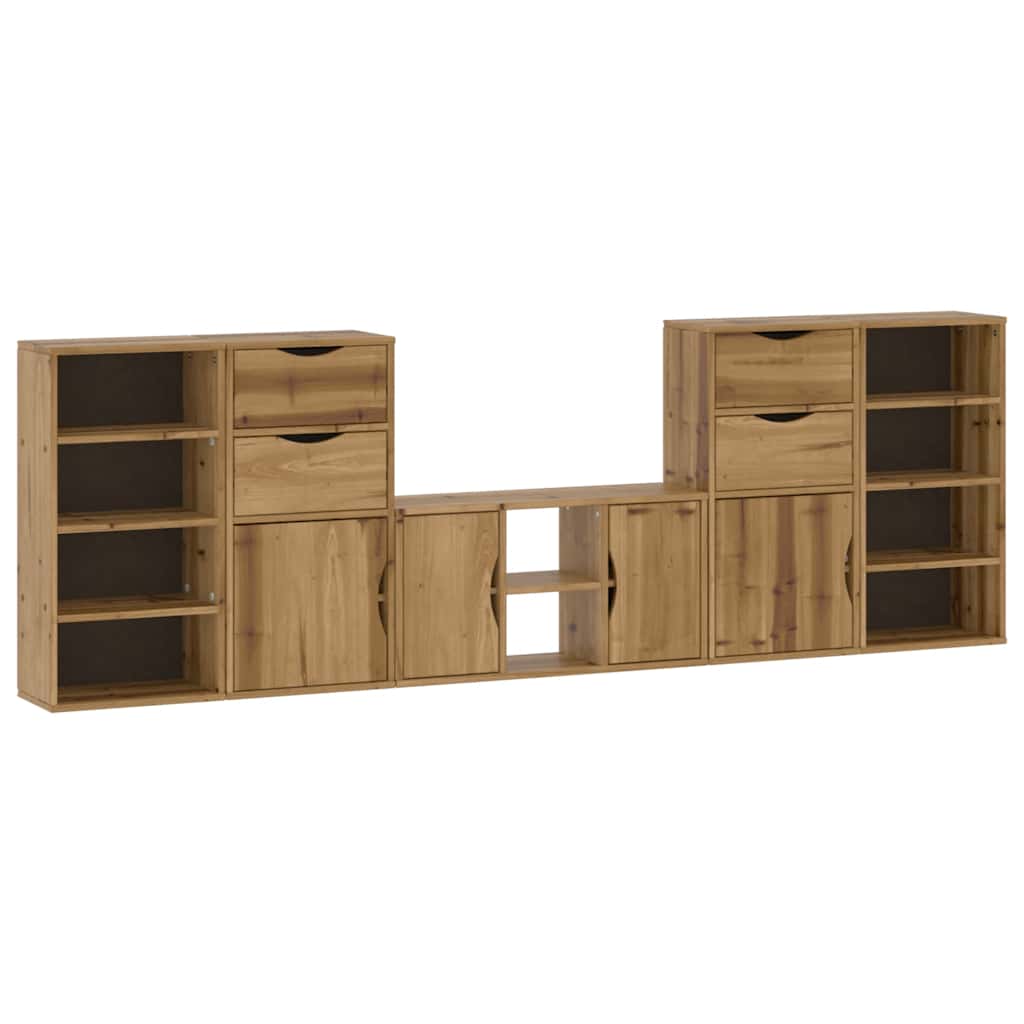 Mobile TV 5 pz con Contenitore ODDA in Legno Massello di Pino | homemem39