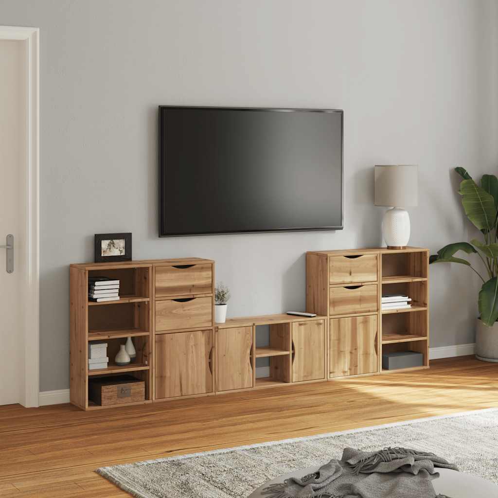 Mobile TV 5 pz con Contenitore ODDA in Legno Massello di Pino | homemem39
