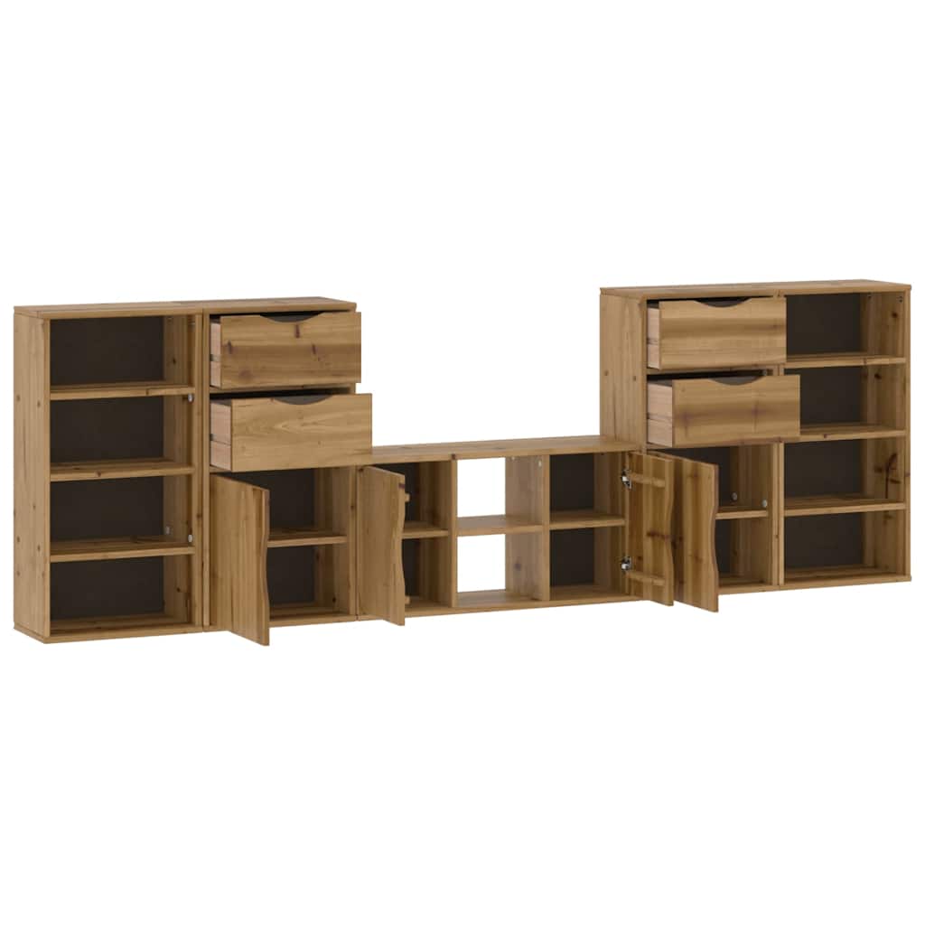 Mobile TV 5 pz con Contenitore ODDA in Legno Massello di Pino | homemem39