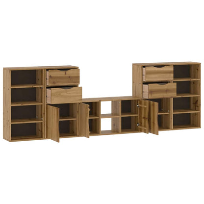 Mobile TV 5 pz con Contenitore ODDA in Legno Massello di Pino | homemem39