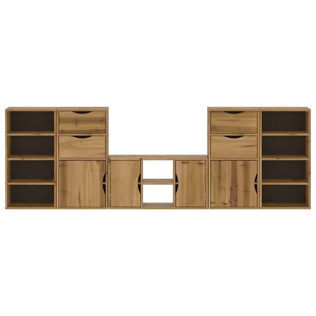 Mobile TV 5 pz con Contenitore ODDA in Legno Massello di Pino | homemem39