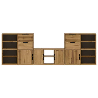 Mobile TV 5 pz con Contenitore ODDA in Legno Massello di Pino | homemem39