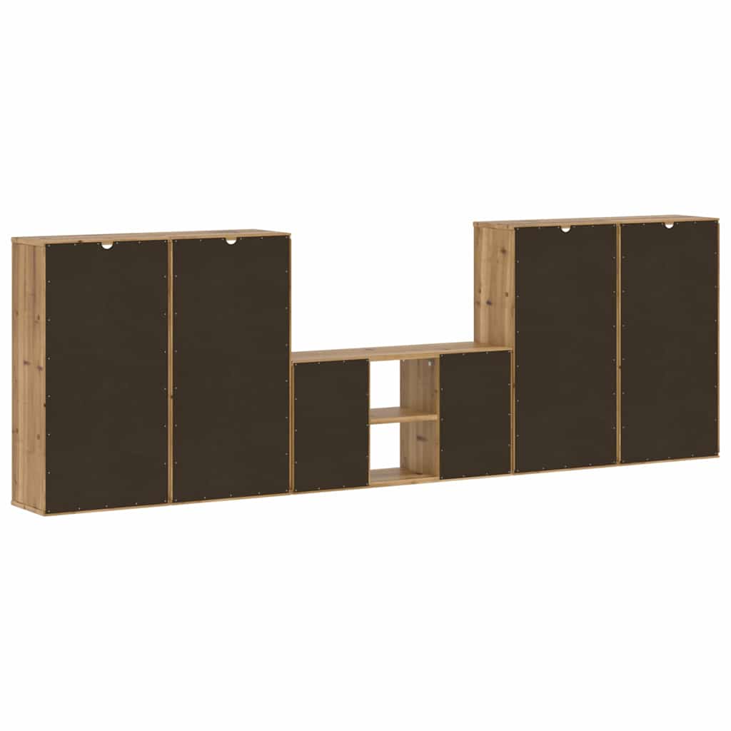 Mobile TV 5 pz con Contenitore ODDA in Legno Massello di Pino | homemem39