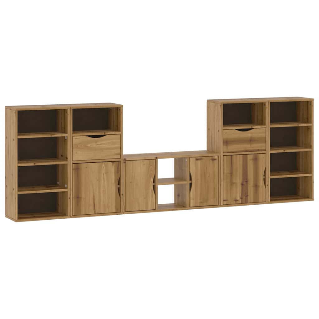 Mobile TV 5 pz con Contenitore ODDA in Legno Massello di Pino | homemem39