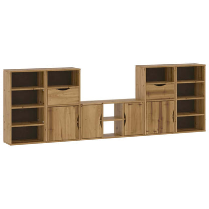 Mobile TV 5 pz con Contenitore ODDA in Legno Massello di Pino | homemem39