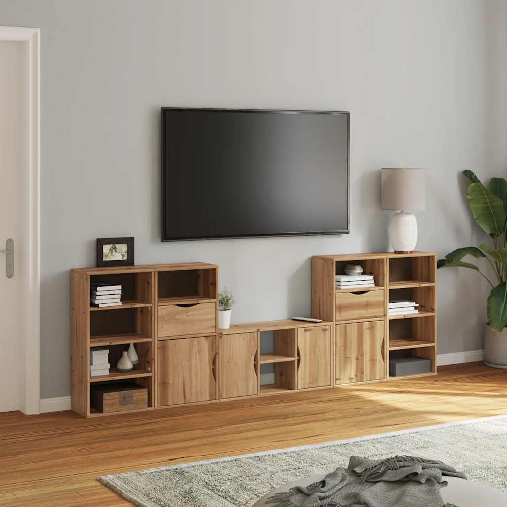 Mobile TV 5 pz con Contenitore ODDA in Legno Massello di Pino | homemem39