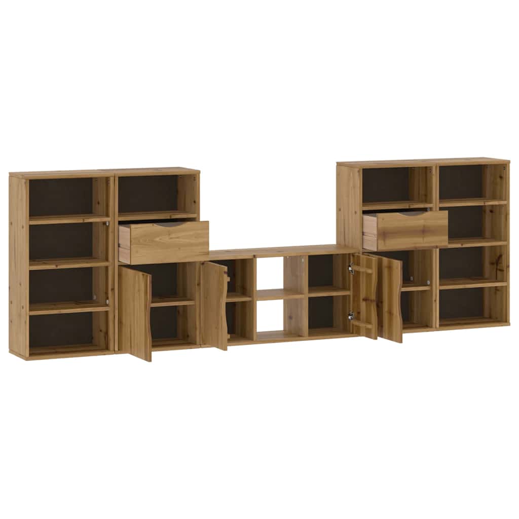 Mobile TV 5 pz con Contenitore ODDA in Legno Massello di Pino | homemem39