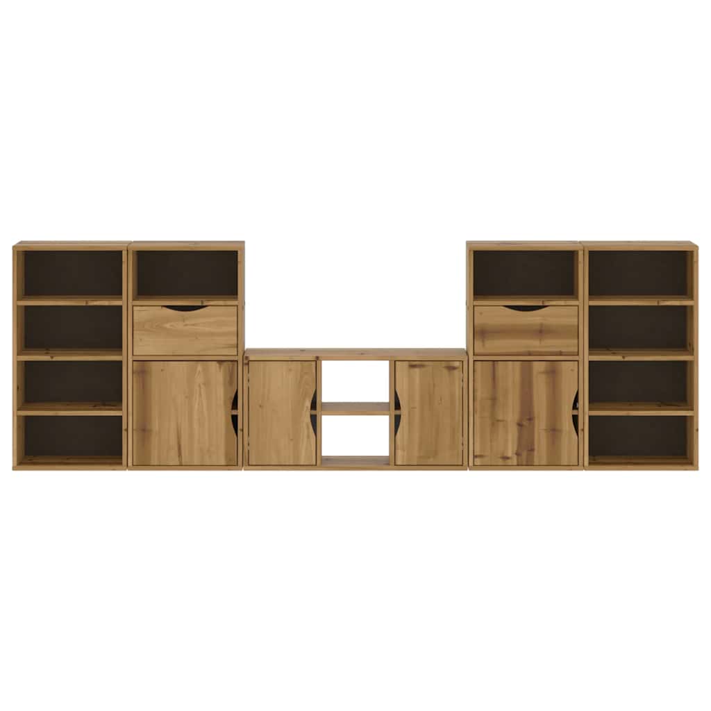 Mobile TV 5 pz con Contenitore ODDA in Legno Massello di Pino | homemem39