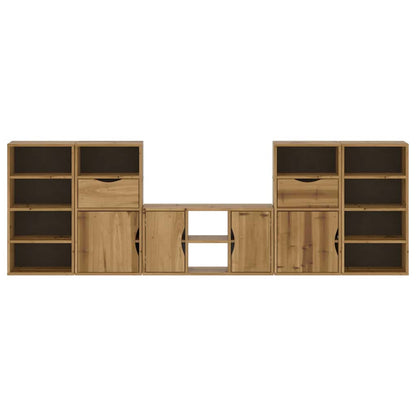 Mobile TV 5 pz con Contenitore ODDA in Legno Massello di Pino | homemem39