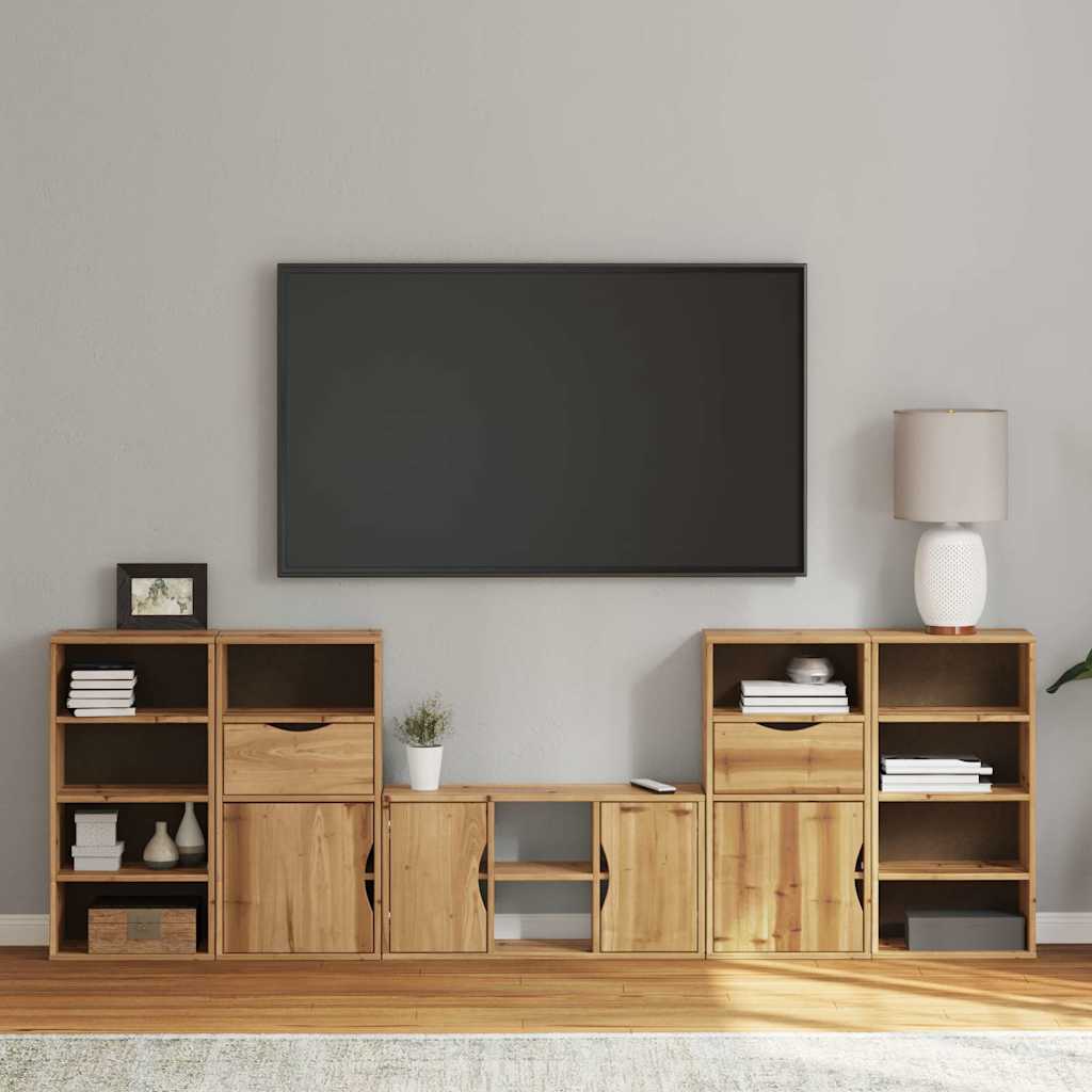 Mobile TV 5 pz con Contenitore ODDA in Legno Massello di Pino | homemem39