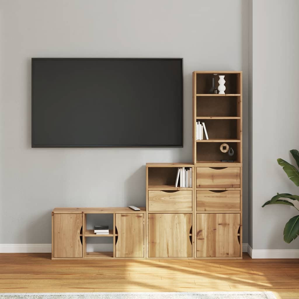Mobile TV 4 pz con Contenitore ODDA in Legno Massello di Pino | homemem39