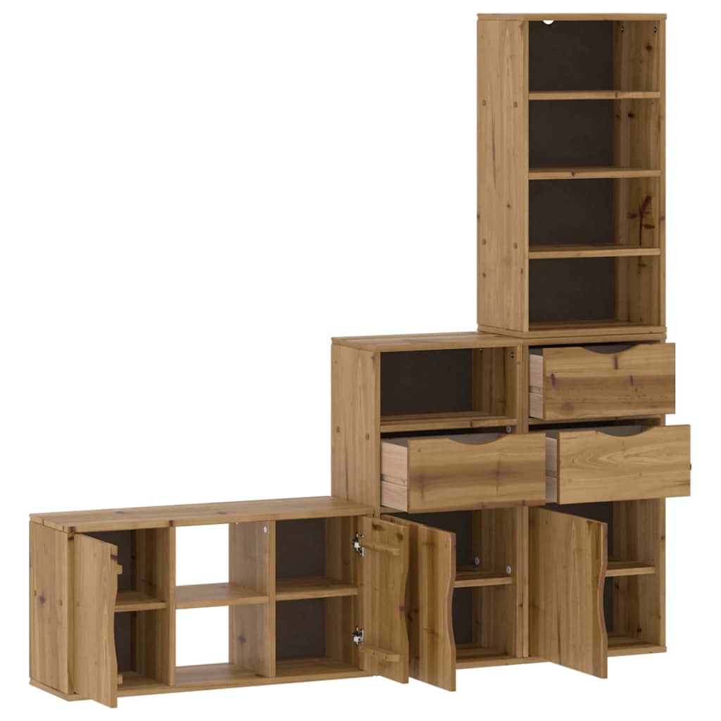 Mobile TV 4 pz con Contenitore ODDA in Legno Massello di Pino | homemem39