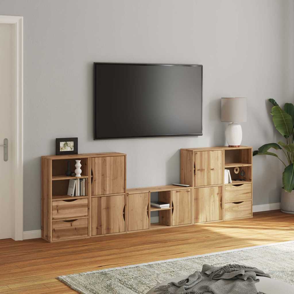 Mobile TV 5 pz con Contenitore ODDA in Legno Massello di Pino