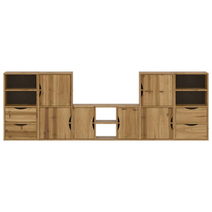 Mobile TV 5 pz con Contenitore ODDA in Legno Massello di Pino | homemem39
