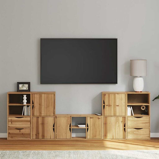 Mobile TV 5 pz con Contenitore ODDA in Legno Massello di Pino | homemem39