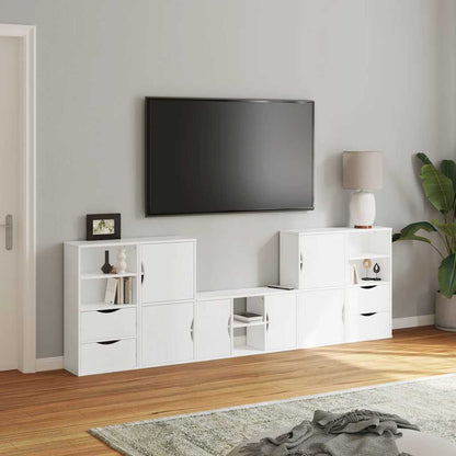 Mobile TV 5 pz con Contenitore ODDA Bianco in Legno di Pino - homemem39