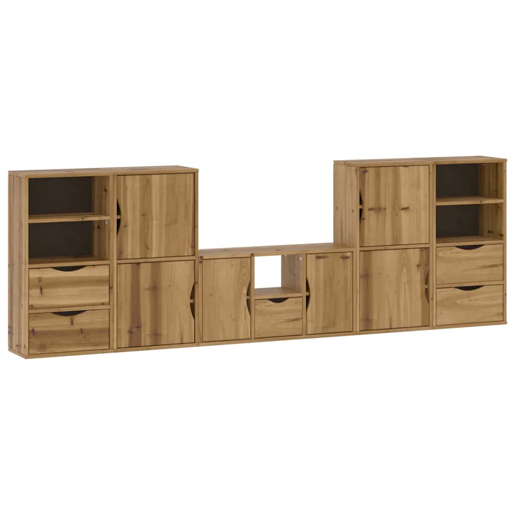 Mobile TV 5 pz con Contenitore ODDA in Legno Massello di Pino