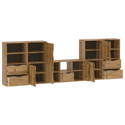 Mobile TV 5 pz con Contenitore ODDA in Legno Massello di Pino | homemem39