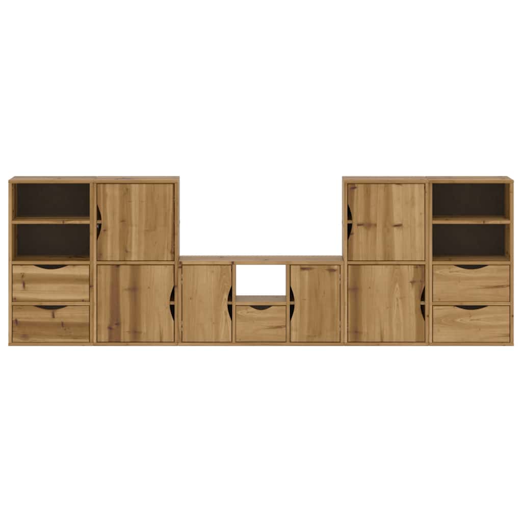Mobile TV 5 pz con Contenitore ODDA in Legno Massello di Pino | homemem39