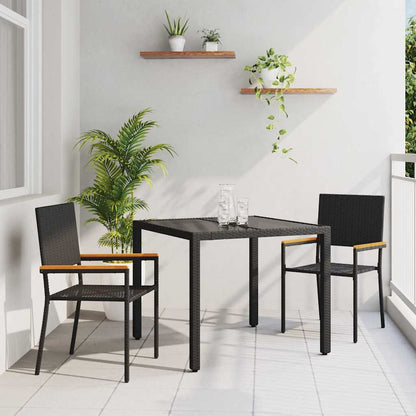 Set da Pranzo per Giardino 3 pcs Nero polyrattan
