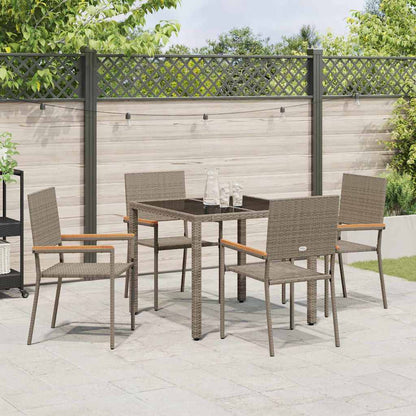 Set da Pranzo per Giardino 5 pcs Grigio polyrattan