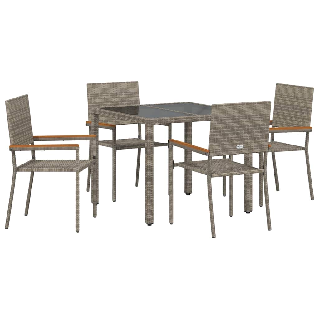 Set da Pranzo per Giardino 5 pcs Grigio polyrattan