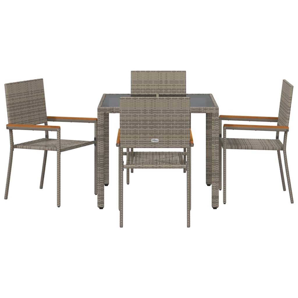 Set da Pranzo per Giardino 5 pcs Grigio polyrattan