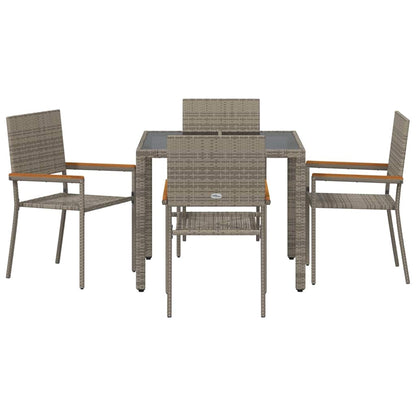 Set da Pranzo per Giardino 5 pcs Grigio polyrattan