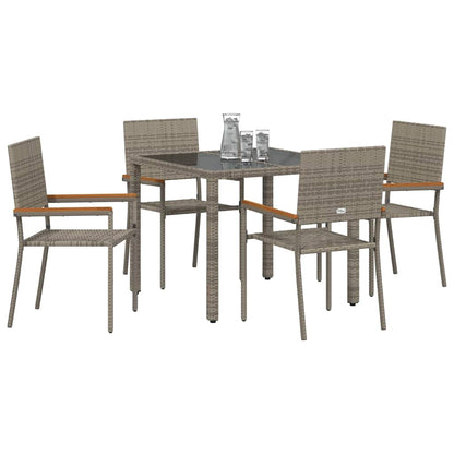 Set da Pranzo per Giardino 5 pcs Grigio polyrattan