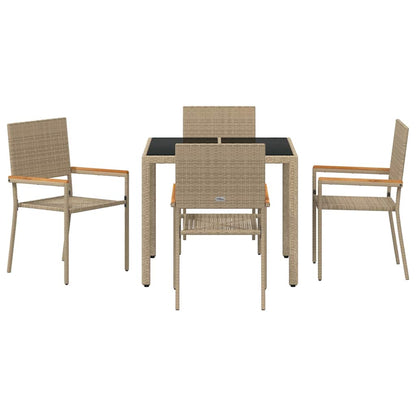 Set da Pranzo per Giardino 5 pcs Beige polyrattan
