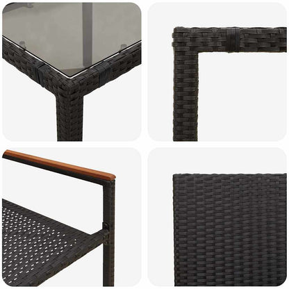 Set da Pranzo per Giardino 5 pcs Nero polyrattan