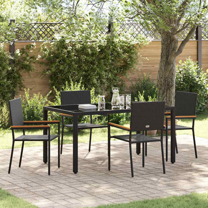 Set da Pranzo per Giardino 5 pcs Nero polyrattan