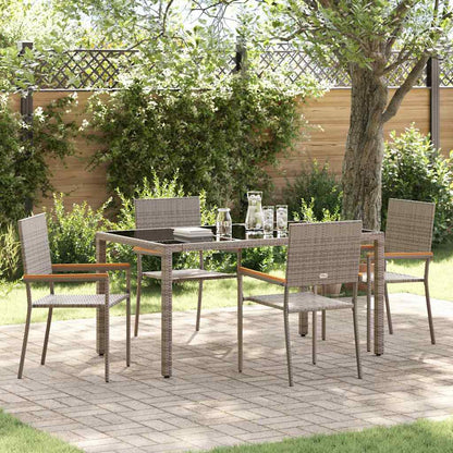 Set da Pranzo per Giardino 5 pcs Grigio polyrattan